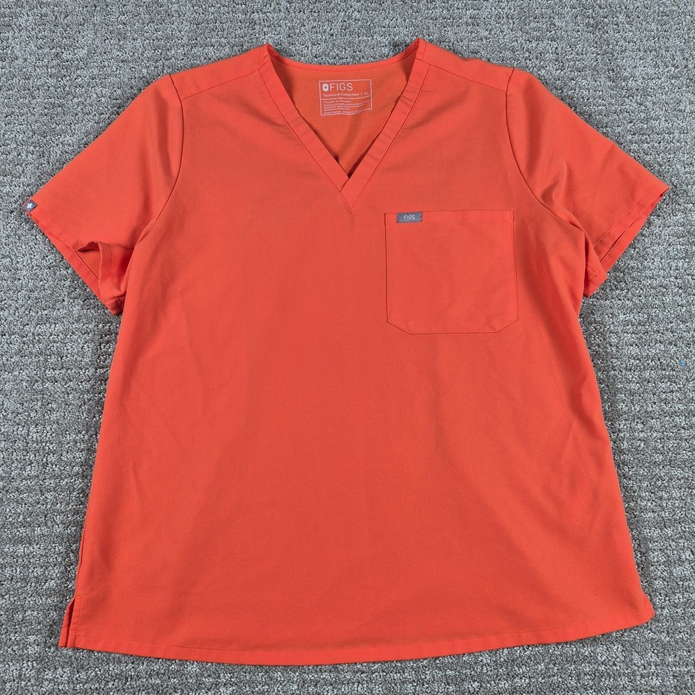 FIGS Scrub Top Womens XL Orange Catarina One-Pocket FW1000 Medical V-Neck Scrub